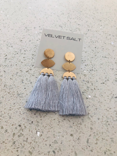 GREY TASSEL EARRINGS