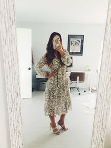 CHIFFON SNAKE PRINT MIDI DRESS