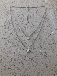 DOUBLE STAR NECKLACE- SILVER